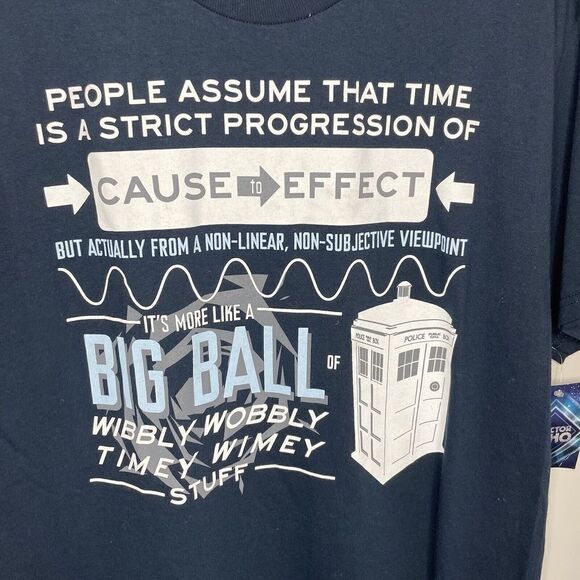 Ripple Junction Mens Doctor WHO Wibbly Wobbly T-Shirt NEW Large L Navy Graphic - Picture 3 of 7